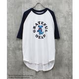 14-12ホワイト×ネイビー/D | GRATEFULDEAD オーバーサイズTシャツ メンズ | ZI-ON