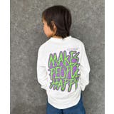 9-4オフホワイト/B | プリントヘムロンT キッズ 長袖Tシャツ | ZI-ON