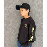 9-6ブラック/B | オーバーサイズプリントロンT キッズ 長袖Tシャツ | ZI-ON