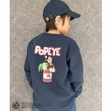 8-7ネイビー/B | POPEYE オーバーサイズ裏起毛トレーナー キッズ | ZI-ON