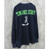 8-6ネイビー/B | TOM&JERRY バックプリントBIGトレーナー メンズ | ZI-ON
