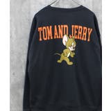 16-12チャコール/C | TOM&JERRY 裏起毛バックプリントBIGトレーナー メンズ | ZI-ON