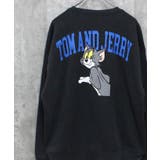 16-15杢チャコール/D | TOM&JERRY 裏起毛バックプリントBIGトレーナー メンズ | ZI-ON