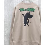 16-2ベージュ/A | TOM&JERRY 裏起毛バックプリントBIGトレーナー メンズ | ZI-ON