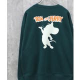 16-3D/グリーン/A | TOM&JERRY 裏起毛バックプリントBIGトレーナー メンズ | ZI-ON
