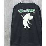 16-4杢チャコール/A | TOM&JERRY 裏起毛バックプリントBIGトレーナー メンズ | ZI-ON