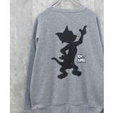 16-6杢グレー/B | TOM&JERRY 裏起毛バックプリントBIGトレーナー メンズ | ZI-ON