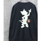 16-7チャコール/B | TOM&JERRY 裏起毛バックプリントBIGトレーナー メンズ | ZI-ON