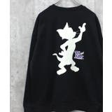 16-8ブラック/B | TOM&JERRY 裏起毛バックプリントBIGトレーナー メンズ | ZI-ON