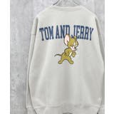 16-9G/ベージュ/C | TOM&JERRY 裏起毛バックプリントBIGトレーナー メンズ | ZI-ON