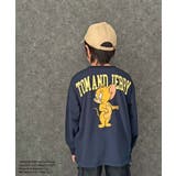 16-11ネイビー/C | TOM&JERRY 春のミニ裏毛 バックプリントBIGトレーナー | ZI-ON