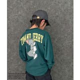 16-14D/グリーン/D | TOM&JERRY 春のミニ裏毛 バックプリントBIGトレーナー | ZI-ON