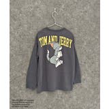16-16チャコール/D | TOM&JERRY 春のミニ裏毛 バックプリントBIGトレーナー | ZI-ON