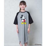 8-3杢グレー×ブラック/A | MICKEY MOUSE オーバーサイズワンピース | ZI-ON