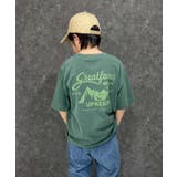 6-1D/グリーン/A | ピグメント染めオーバーサイズプリントTシャツ キッズ 子供服 | ZI-ON