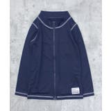 8-6ネイビー | フルジップラッシュガード キッズ水着 子供用 | ZI-ON