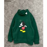 8-3D/グリーン/A | MICKEYMOUSE ハイネック裏起毛トレーナー キッズ | ZI-ON
