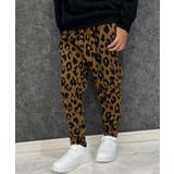 6-2ブラウン | 裏起毛 総柄テーパードパンツ スウェットパンツ | ZI-ON