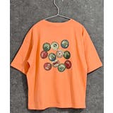 9-5オレンジ/B | ステッカーデザイン 半袖Tシャツ キッズ | ZI-ON