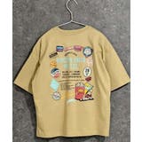 9-8ベージュ/C | ステッカーデザイン 半袖Tシャツ キッズ | ZI-ON