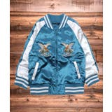 10-1ブルー | 刺繍入り中綿スカジャン キッズ 子供服 | ZI-ON