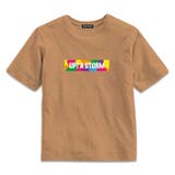 18-16モカ | ボックスロゴプリントＴシャツ キッズ 子供服 | ZI-ON