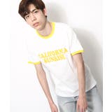 A095WHITE×YELLOW | Tシャツ メンズ クルーネック | ZIP CLOTHING STORE