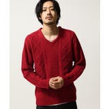 18D/RED | Vネックニット メンズ セーター | ZIP CLOTHING STORE