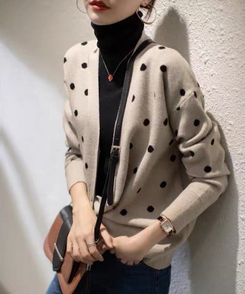 ドット柄ジャガードカーディガン｜AZUL BY MOUSSY（アズールバイ