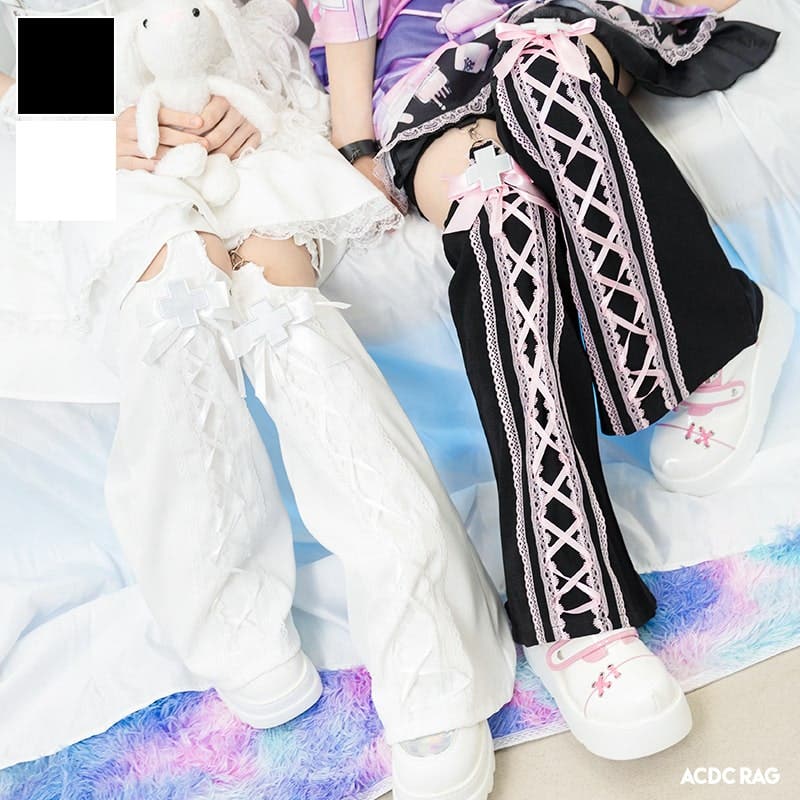 acdcrag listen flavor スカート レッグカバー セット ハートヘキサグラム ベルト付レッグカバー【PINK CHECK