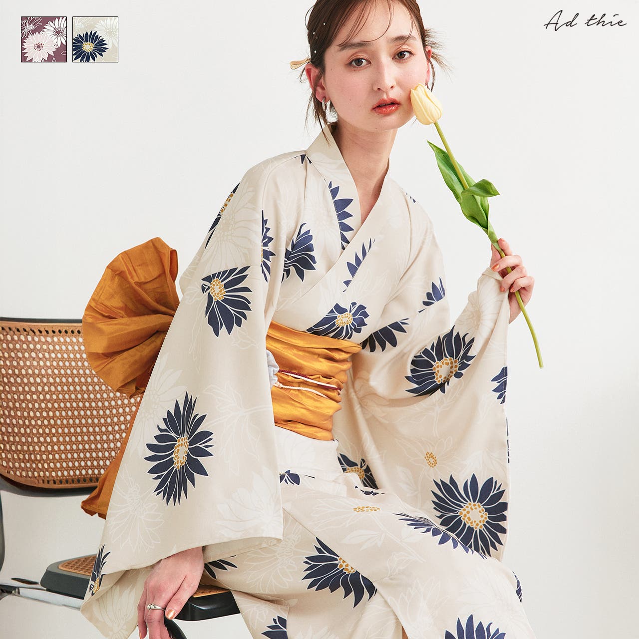 asaka 浴衣2点セット よろけ蔦に菊