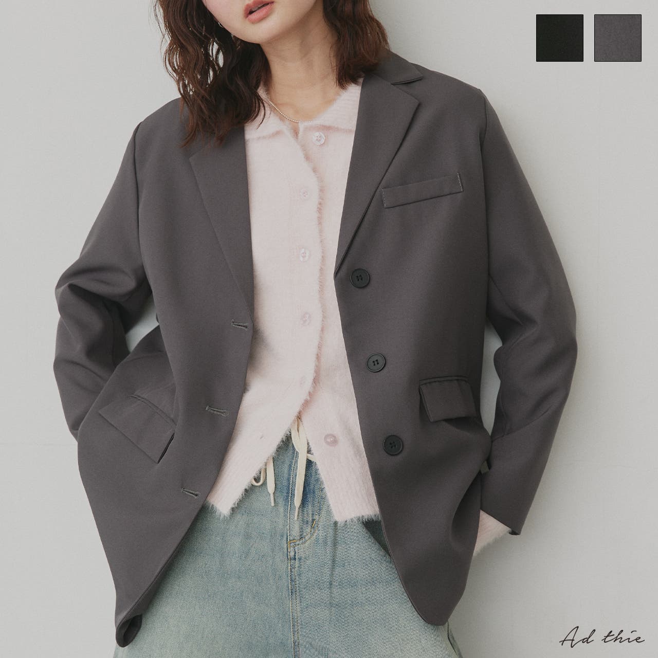 ビッグシルエット テーラードジャケット[品番：ADEW0004624]｜ad thie