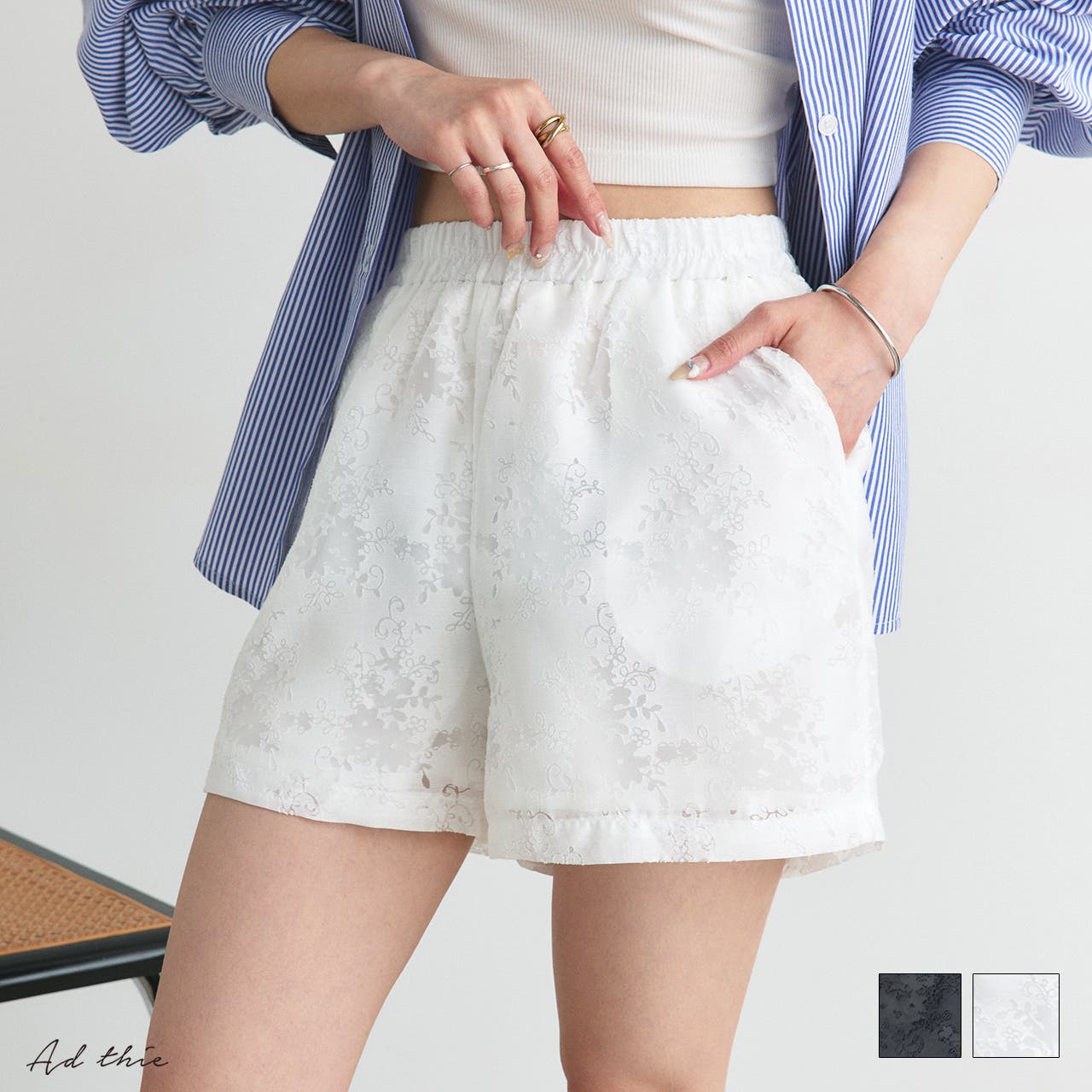 シアーレースショートパンツ[品番：ADEW0004908]｜ad thie（アドティエ