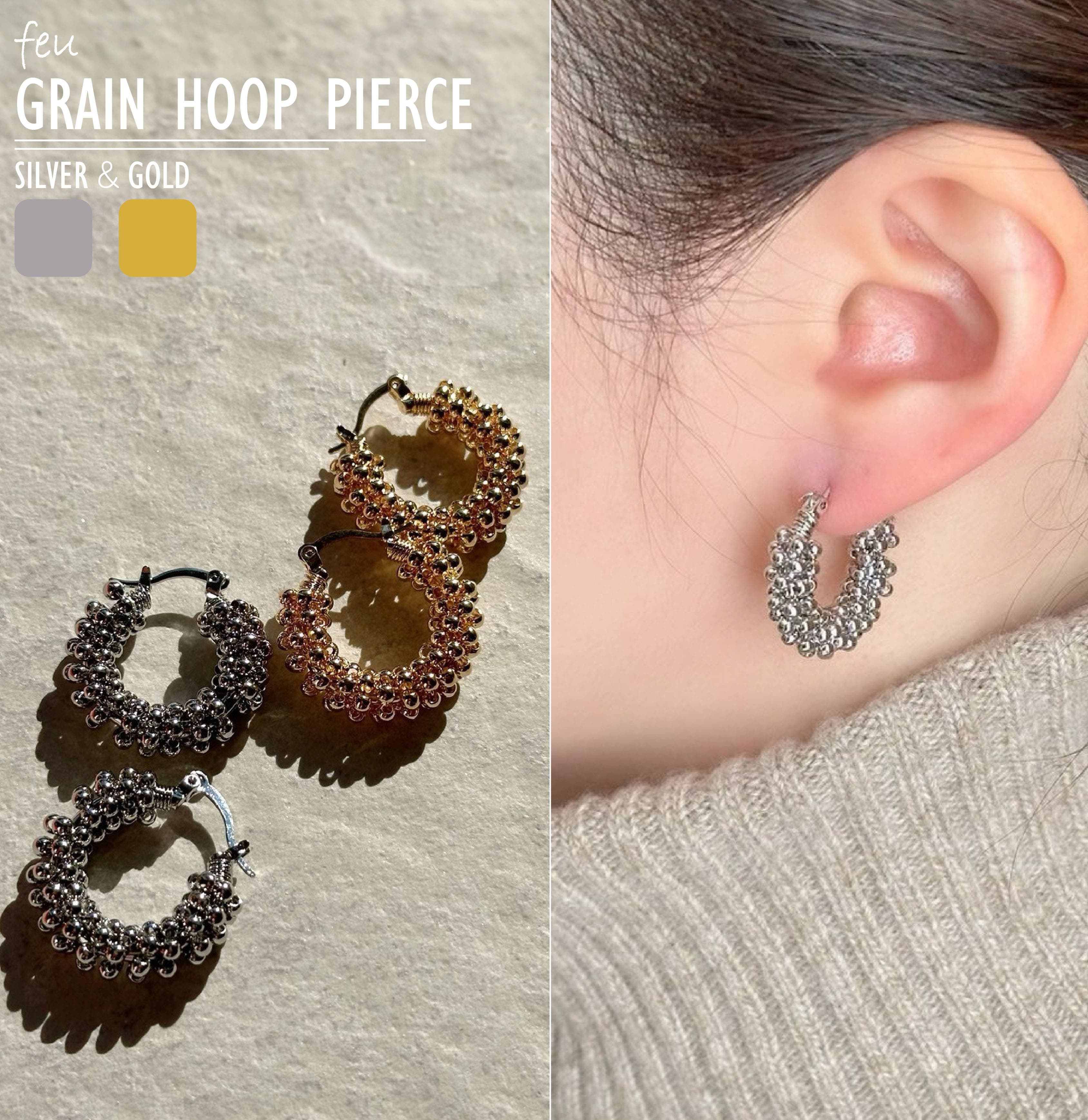 ボリュームフープピアス キャッチレス オシャレ[品番：FEUW0001985 
