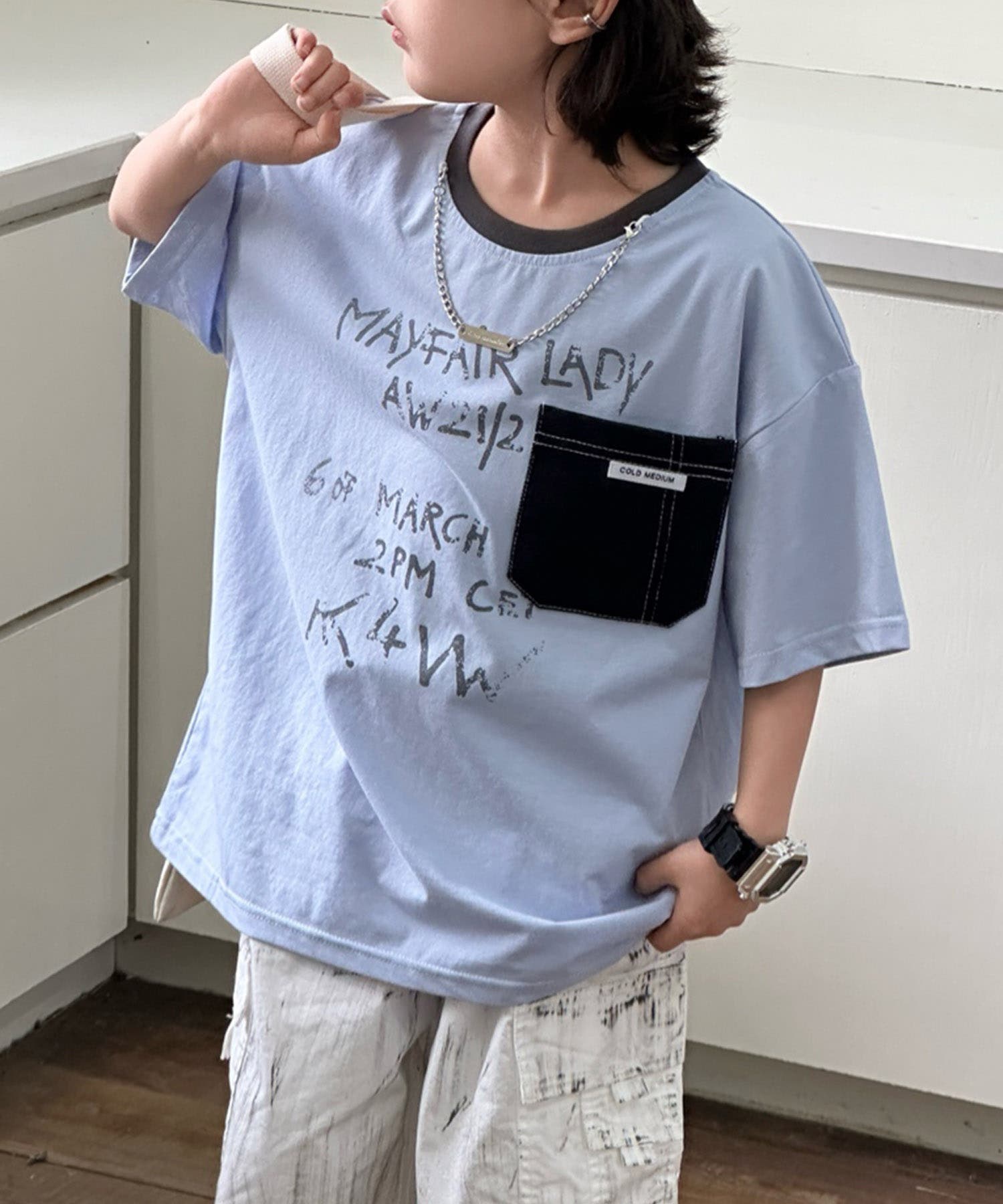 アルマーニジュニア　ポケット付きレイヤードTシャツ　8A130 アルマーニジュニア ポケット付きレイヤードTシャツ 8A130 楽天