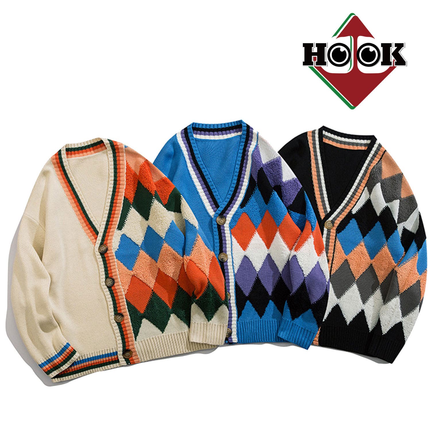 ジュンヤワタナベ アシンメトリー アーガイル柄　スパンコール　カーディガン カシミヤ アーガイル Vネックカーディガン｜トゥモローランド 公式通販