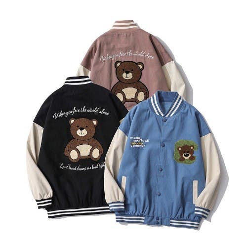 フランシュリッペFL5クマ刺繍ジップアップブルゾン青 フランシュリッペ