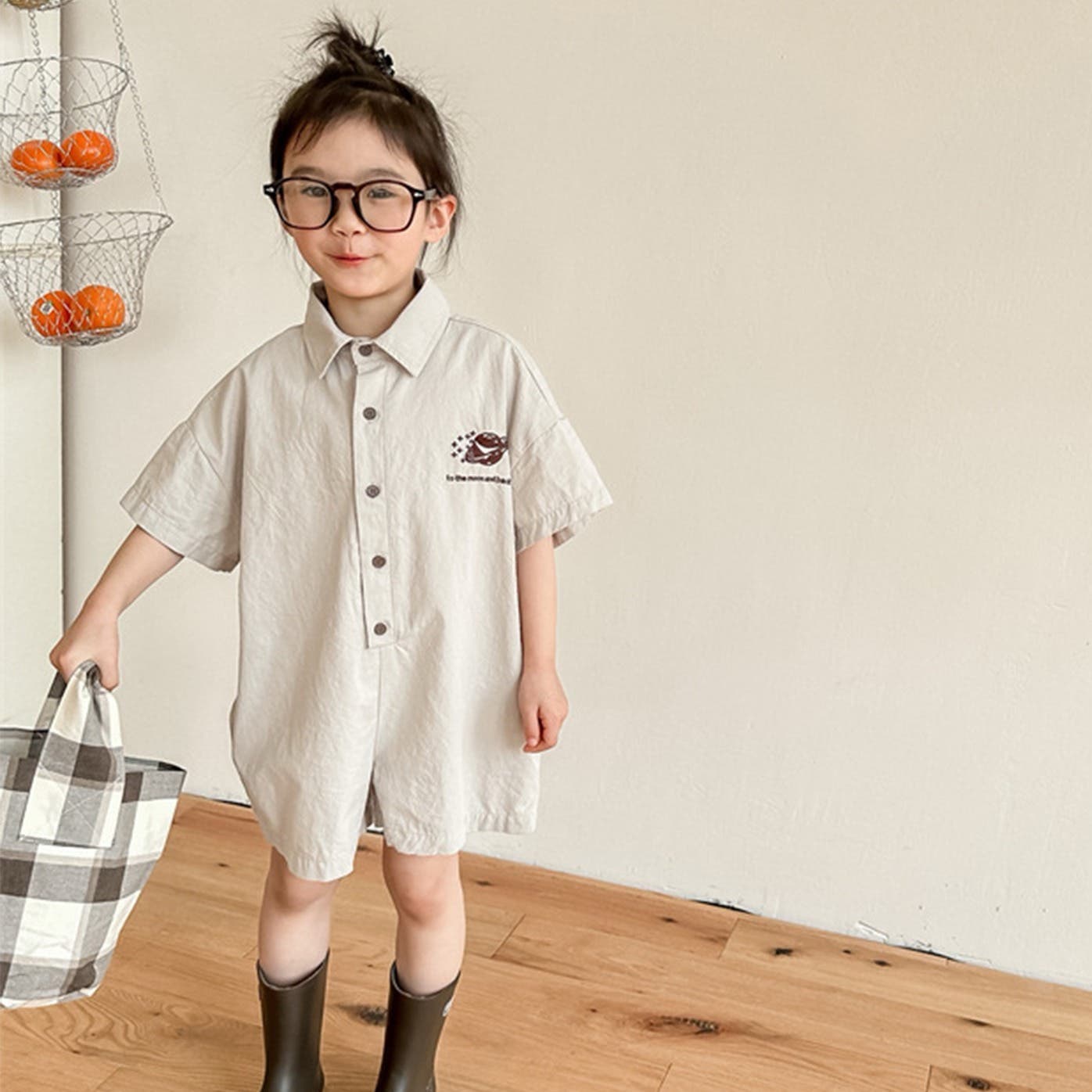 宇宙刺繍オールインワン【SS】[品番：XT000010292]｜aimoha kids