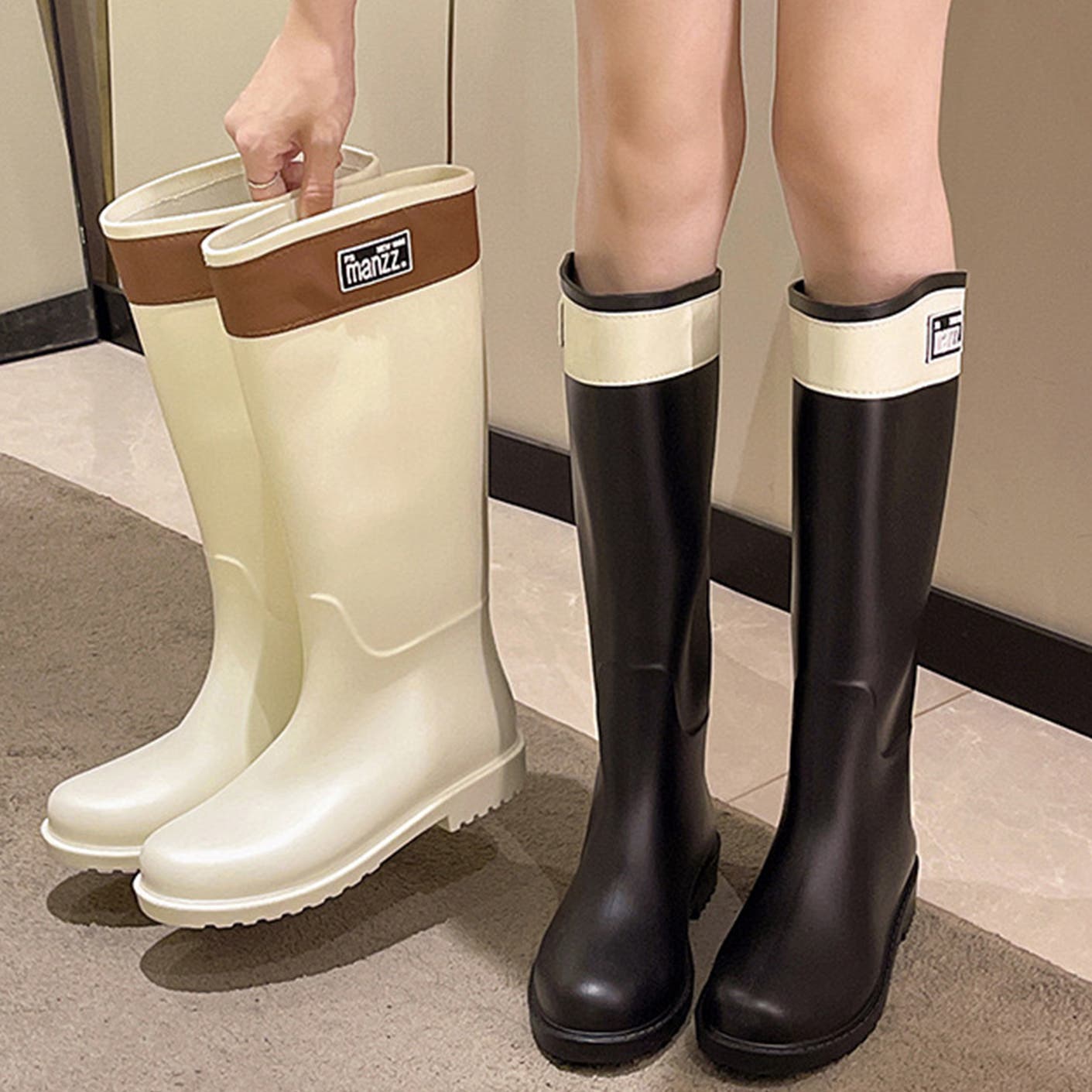 ハイトップレインブーツ 梅雨 ロングレインブーツ 長靴[品番