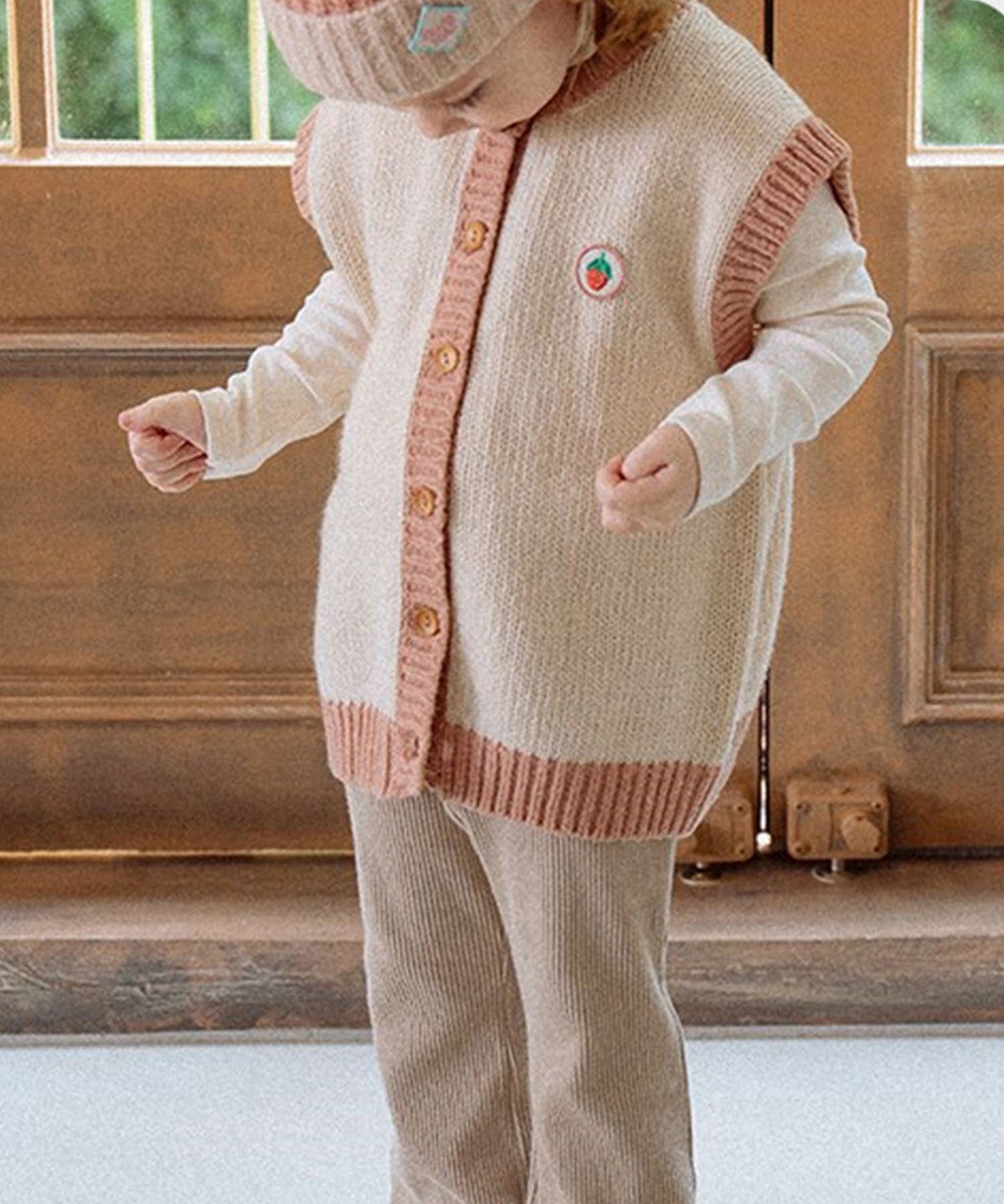 【美品22点】韓国子供服　まとめ売り　90 100 aimoha-KIDS-】韓国子供服 前あきかわいいニットベスト【AW】[品番