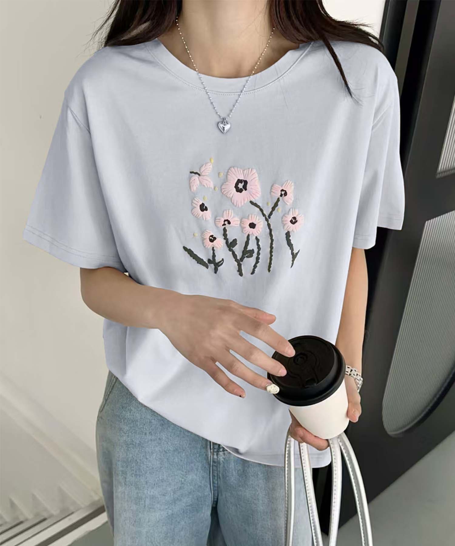 花柄プリントTシャツ[品番：XT000013435]｜aimoha （アイモハ