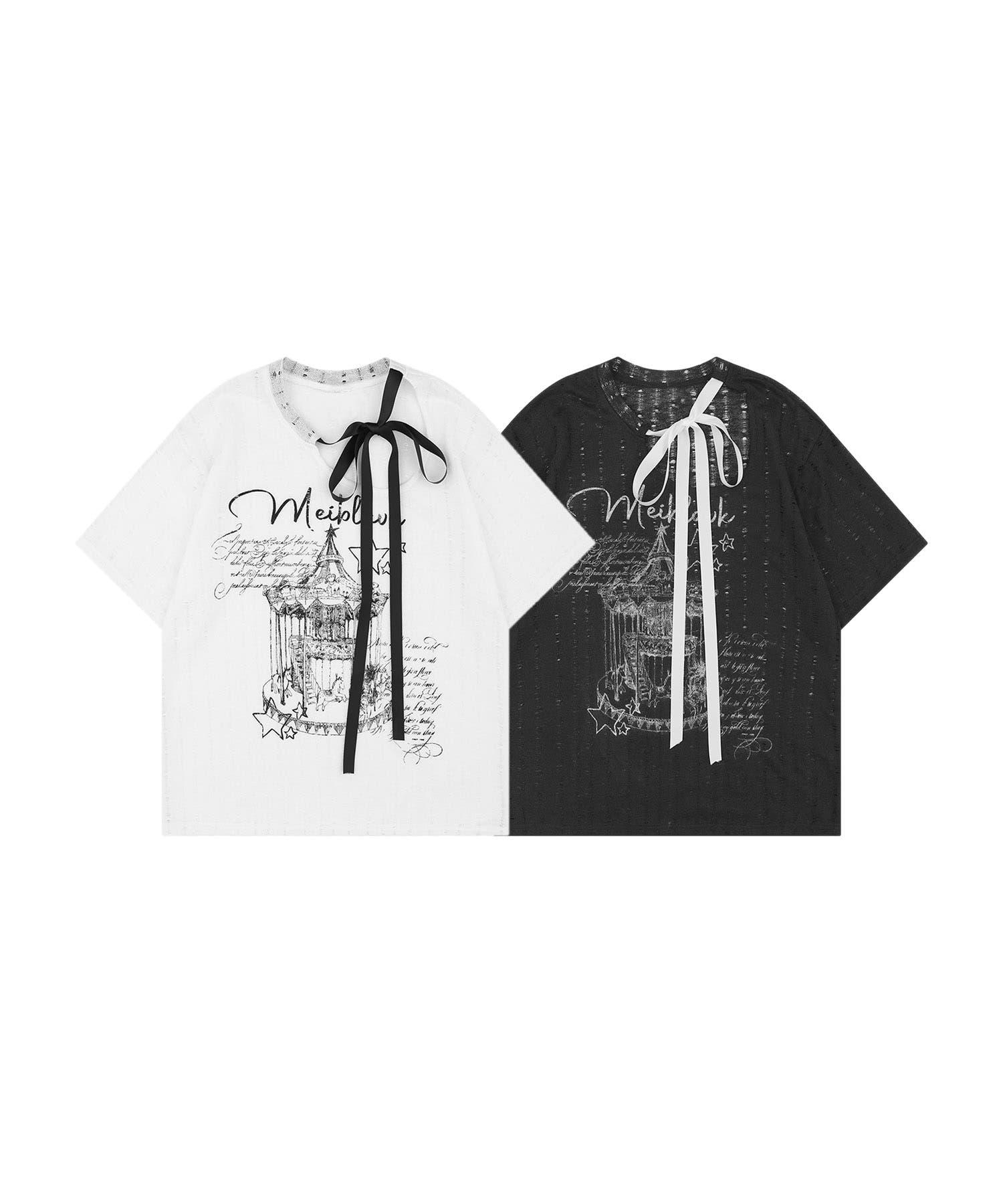HOOK】for girls リボン付きゴシックTシャツ[品番：XT000013734]｜HOOK