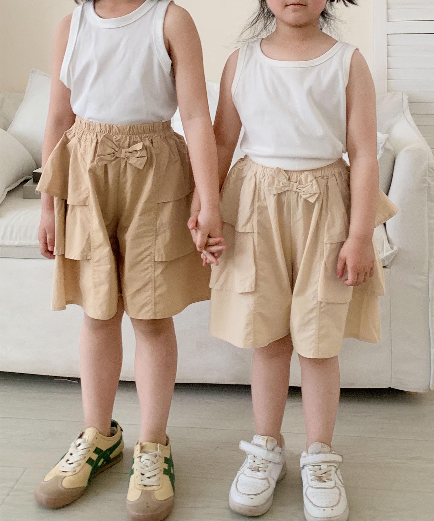 aimoha-KIDS-】リボン付きフリルショートパンツ[品番：XT000013642