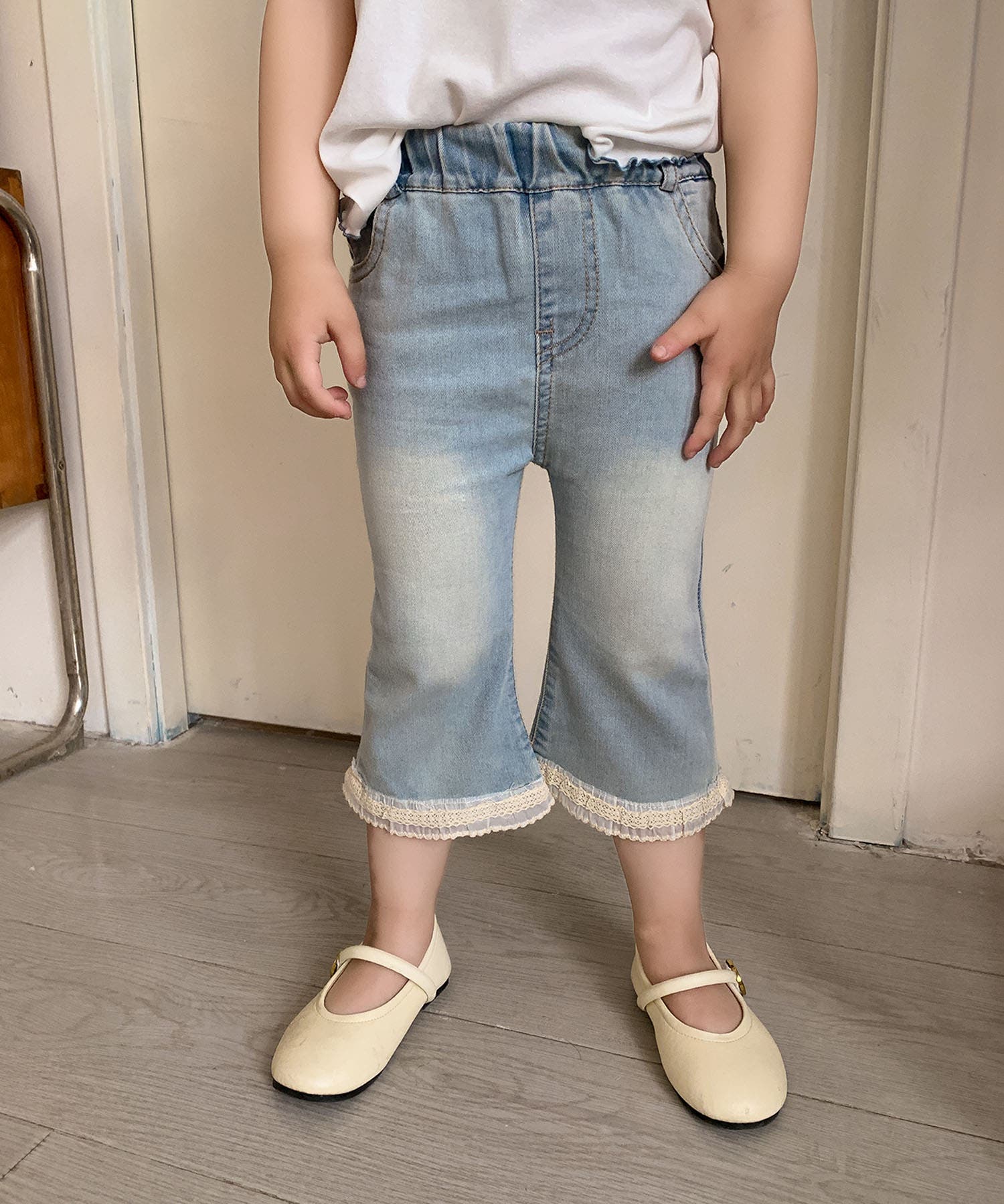 aimoha-KIDS-】レースフレアデニムパンツ[品番：XT000013493]｜aimoha