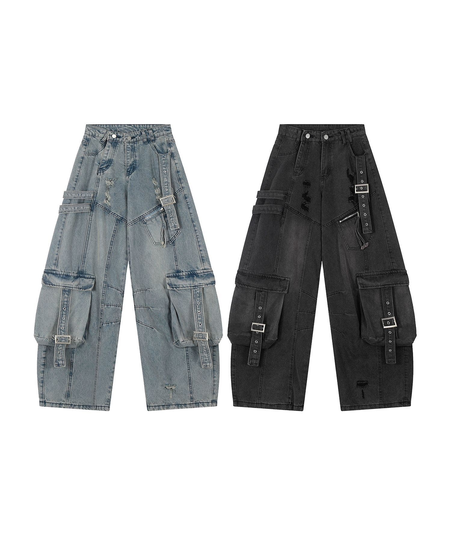HOOK】ストラップベルトカーゴデニムパンツ[品番：XT000014089]｜HOOK
