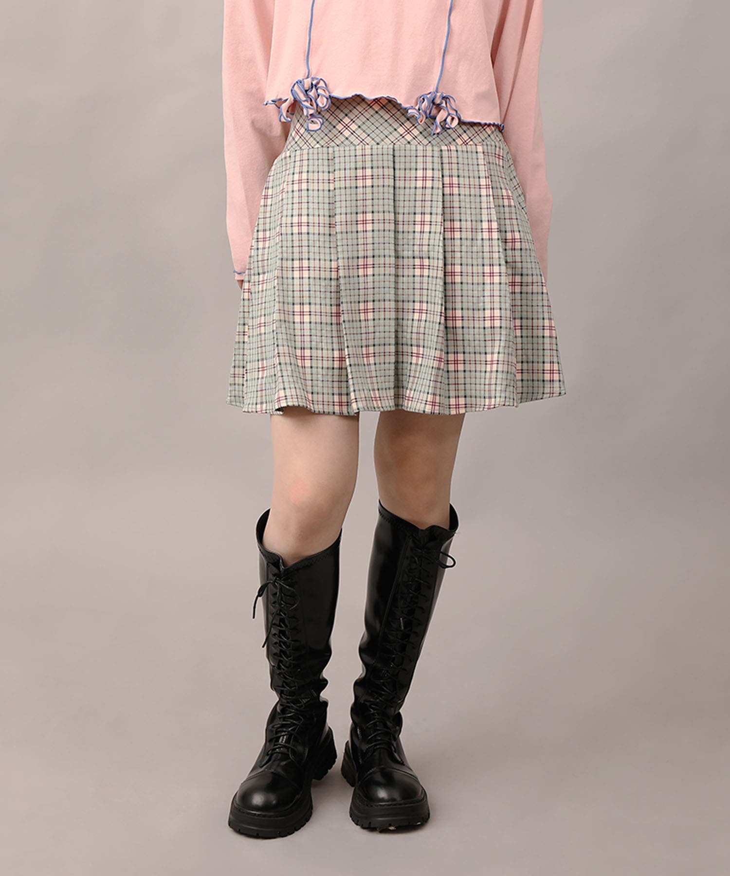 HOOK】for girls チェック柄ボックスプリーツスカート[品番