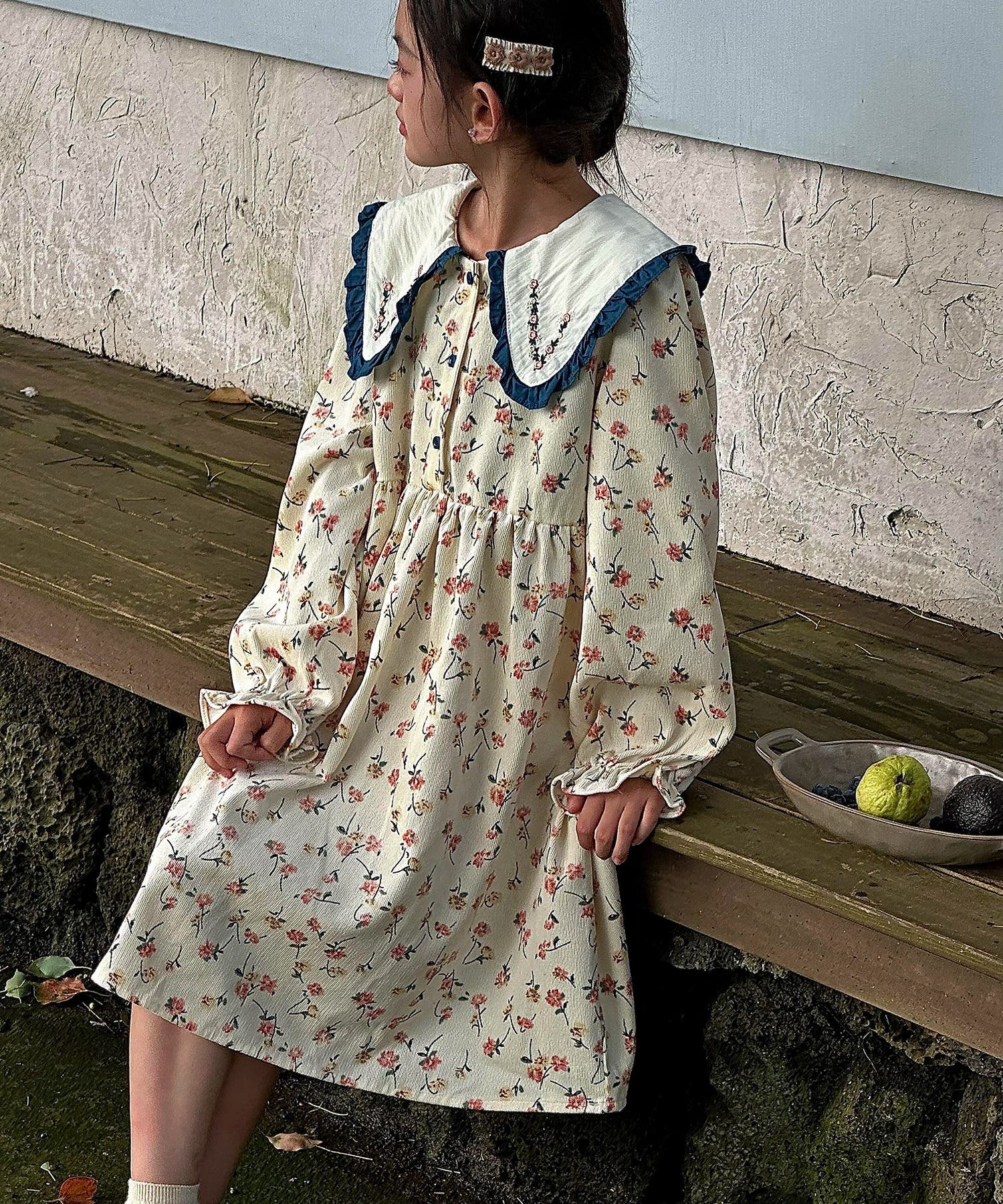 aimoha-KIDS-】小花柄コーデュロイワンピース キッズ[品番