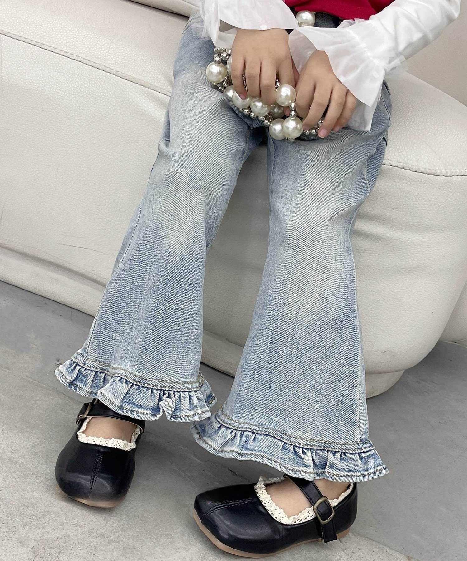 aimoha KIDS】フリル裾デニムパンツ[品番：XT000013009]｜aimoha kids
