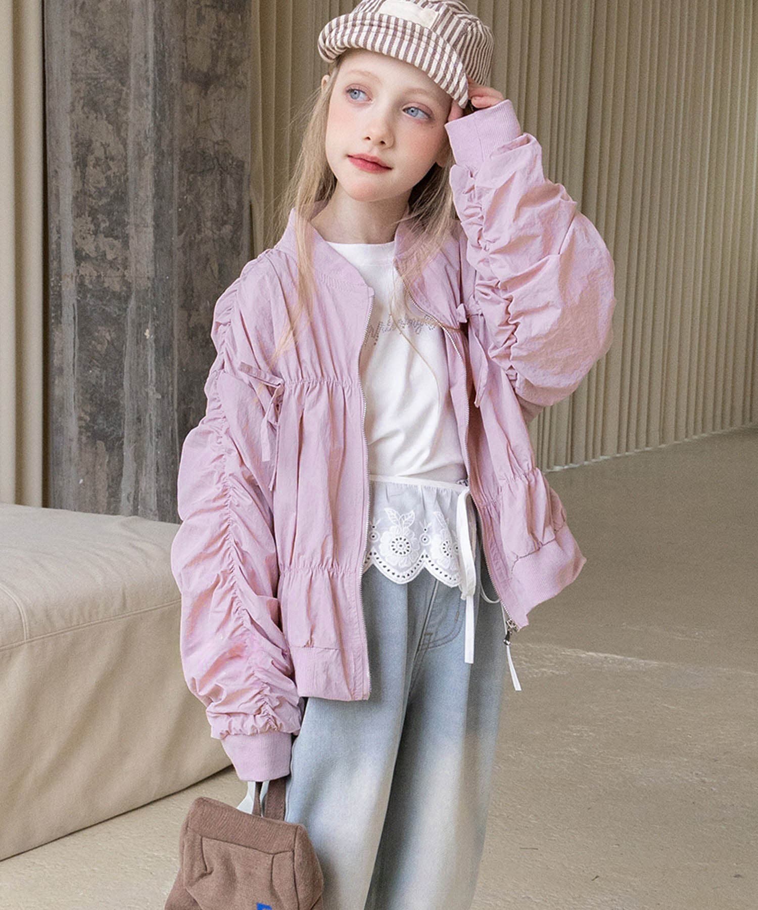 aimoha KIDS】ギャザーボンバージャケット[品番：XT000013024]｜aimoha