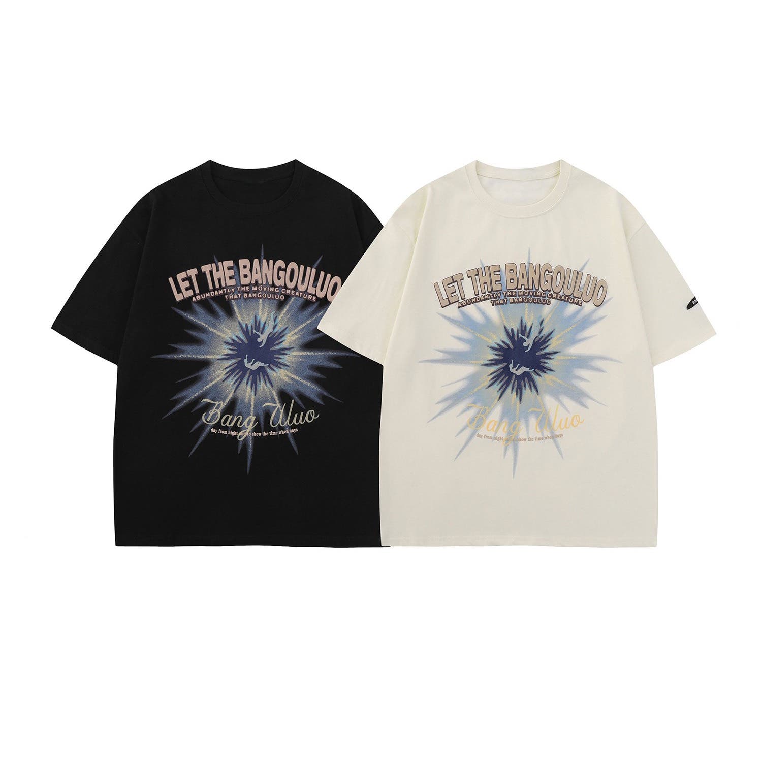 個性派抽象画プリント半袖ビッグTシャツ 韓国ファッション ストリート